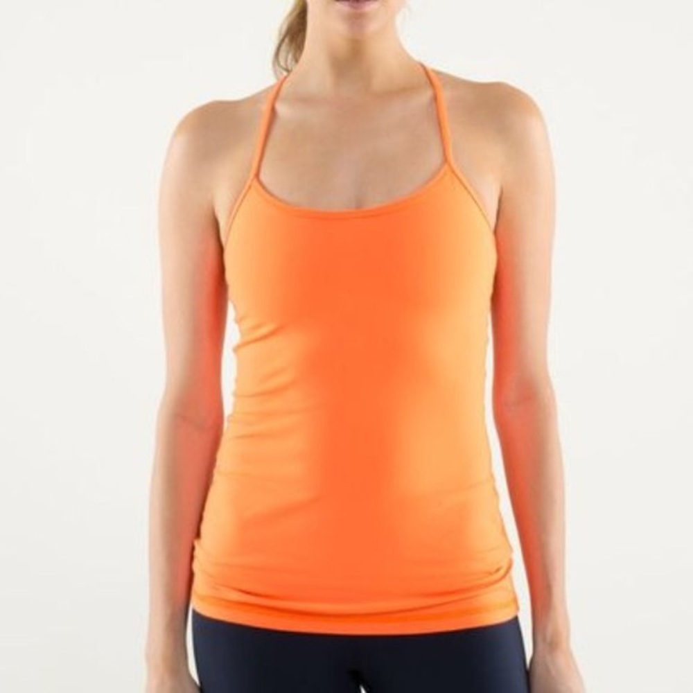 orange lululemon flow y tank